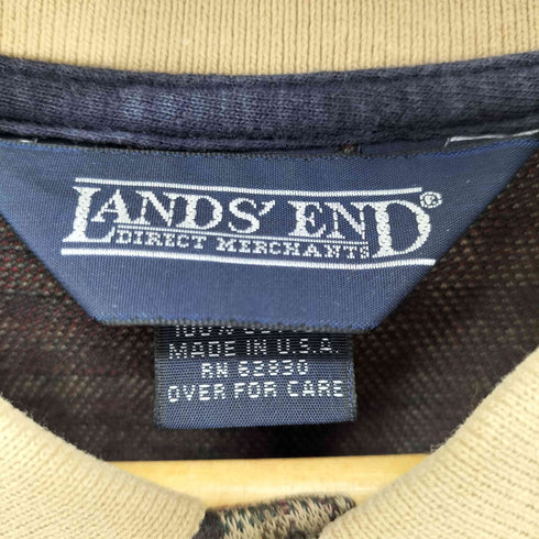 ランズエンド LANDS END L/Sチェックポロシャツ メンズ import:M