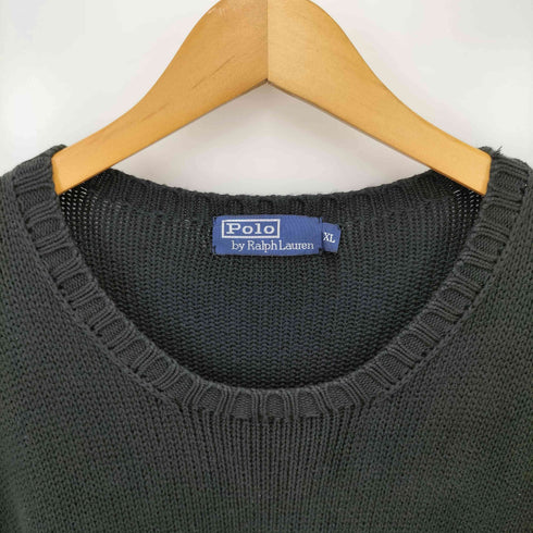 ポロバイラルフローレン Polo by RALPH LAUREN 90S ポニー 刺繍 コットン クルーネック クラッシュ ニット メンズ import:XL