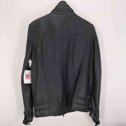 ジャックローズ JACKROSE ラムレザー ウエストベルト X クロス ジップ シングル ライダース ジャケット メンズ JPN:3