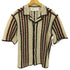 ザラ ZARA クロシェ編み オープンカラー S/S ニット シャツ メンズ import:M