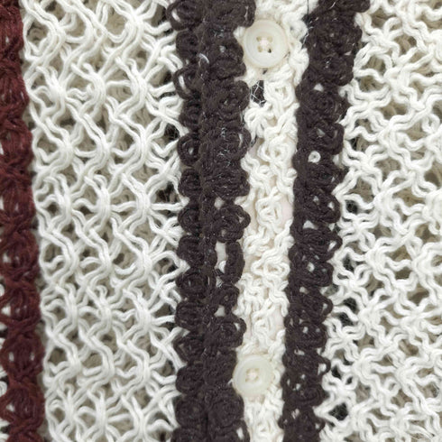 ザラ ZARA クロシェ編み オープンカラー S/S ニット シャツ メンズ import:M