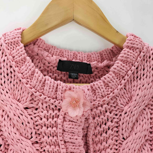 ザラ ZARA フラワーボタンニットトップベスト レディース import:M