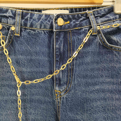ザラ ZARA チェーンベルト付きワイドレッグジーンズ レディース EUR36