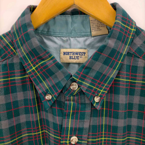 NORTHWEST BLUE チェックボタンダウンアクリルシャツ メンズ import:XL