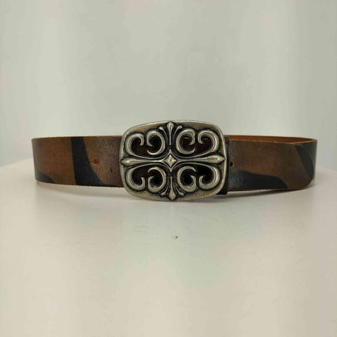 MADE IN ITALY シルバークロスバックル レザーベルト メンズ