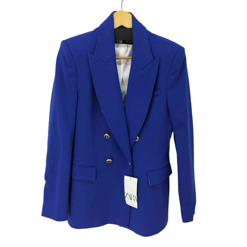 ザラ ZARA DOUBLE BREASTED BLAZER ダブルテーラードジャケット 金ボタン レディース import:M