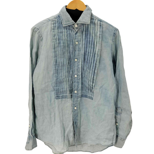 ポロラルフローレン POLO RALPH LAUREN INDIGO LINEN ピンタックドレスシャツ レディース S
