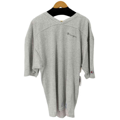 チャンピオン Champion 90s USA製 ロゴ刺繍Vネック半袖スウェット オーバーサイズ メンズ import:L