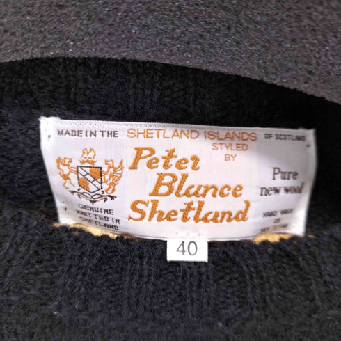 peter blance shetland スコットランド製 Pure new wool シャギードッグ リブニットセーター メンズ UK:40