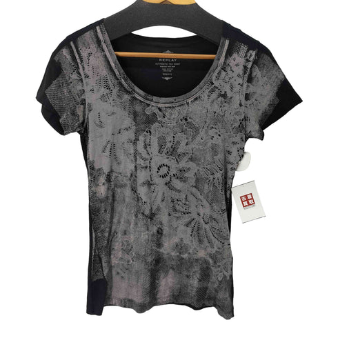リプレイ REPLAY 総柄 S/S Tシャツ レディース import:XS
