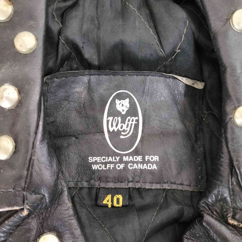 WOLFF OF CANADA ロックバンド リメイク ペイント スタッズ レザー ダブル ライダース ジャケット 鋲ジャン メンズ 40