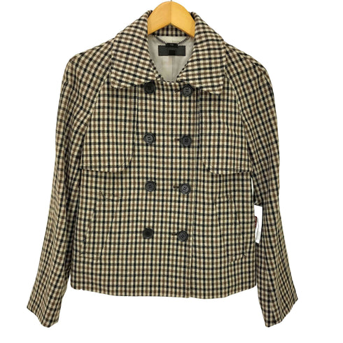 アイシービー ICB チェック柄 カシミヤ混 ウール ダブルブレスト ジャケット WOOL MARK レディース JPN:3