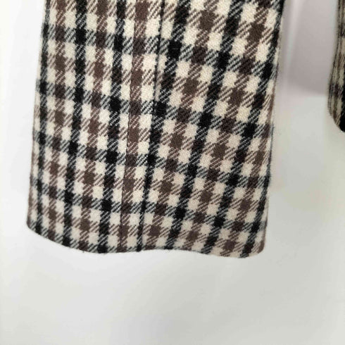 アイシービー ICB チェック柄 カシミヤ混 ウール ダブルブレスト ジャケット WOOL MARK レディース JPN:3