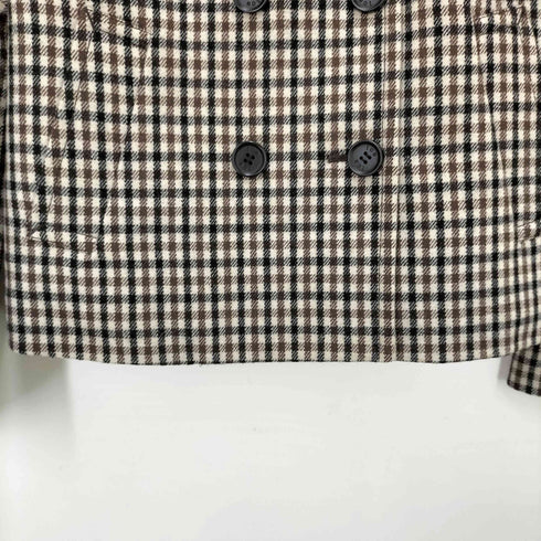 アイシービー ICB チェック柄 カシミヤ混 ウール ダブルブレスト ジャケット WOOL MARK レディース JPN:3