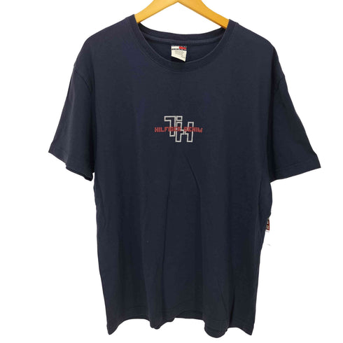 トミージーンズ tommy jeans 90-00S HILFIGER DENIM アウトライン エンブレム ロゴ プリント S/S Tシャツ メンズ import:M