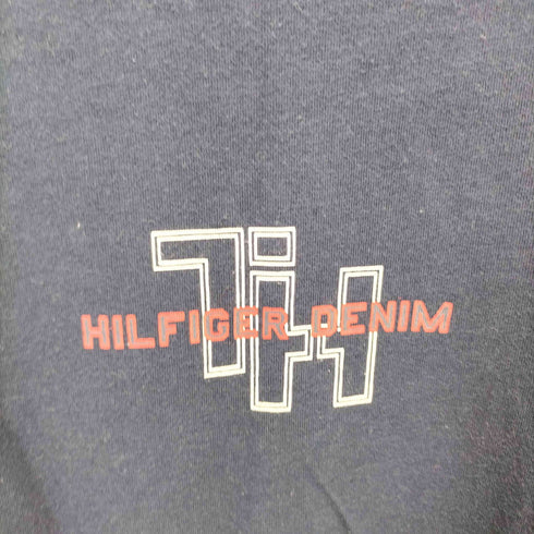 トミージーンズ tommy jeans 90-00S HILFIGER DENIM アウトライン エンブレム ロゴ プリント S/S Tシャツ メンズ import:M