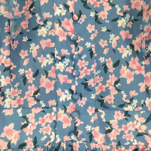 花柄転写プリント S/S フリル ワンピース レディース
