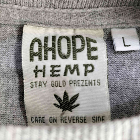 AHOPE HEMP アース柄 リネン混Tシャツ メンズ import:L