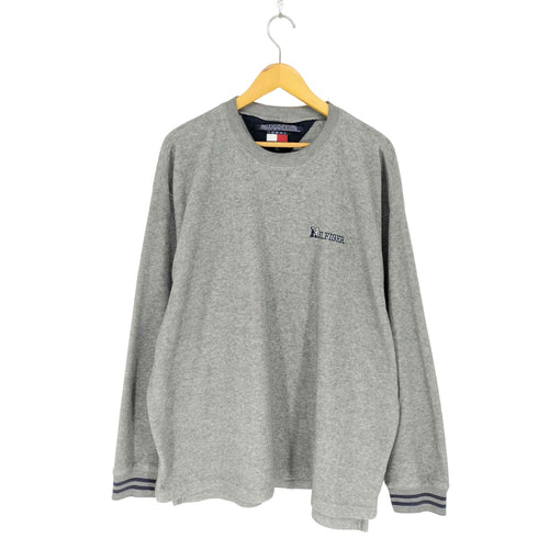 トミーヒルフィガー TOMMY HILFIGER MADE IN USA ロゴ刺繍フリースプルオーバー メンズ JPN:XL