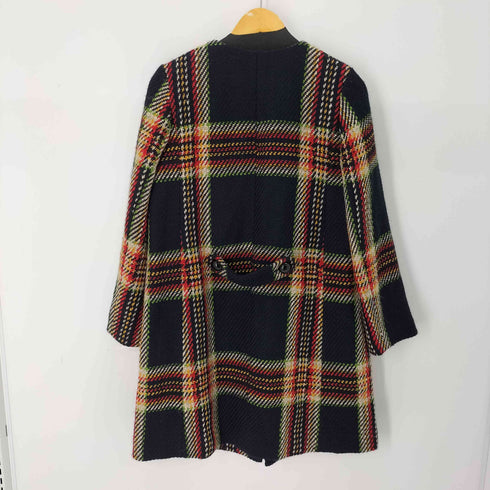 APAISER LAME アクリル混 ノーカラーウールチェックコート レディース EUR:38