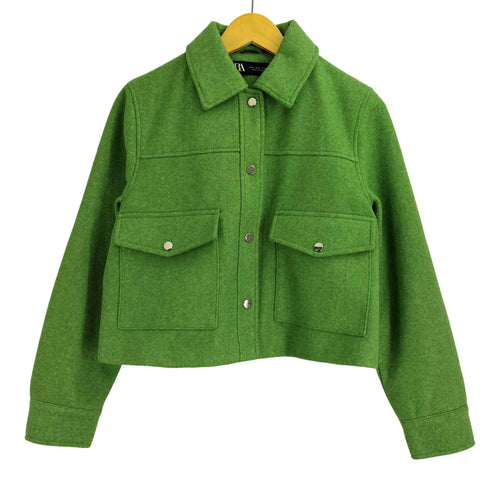 ザラ ZARA ポリ100 クロップド ソフトシャツジャケット レディース import:S
