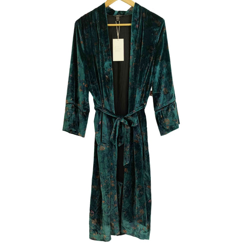 ザラ ZARA trf_outerwear 総柄 ベルテッド ベルベットガウンワンピース レディース xs-s