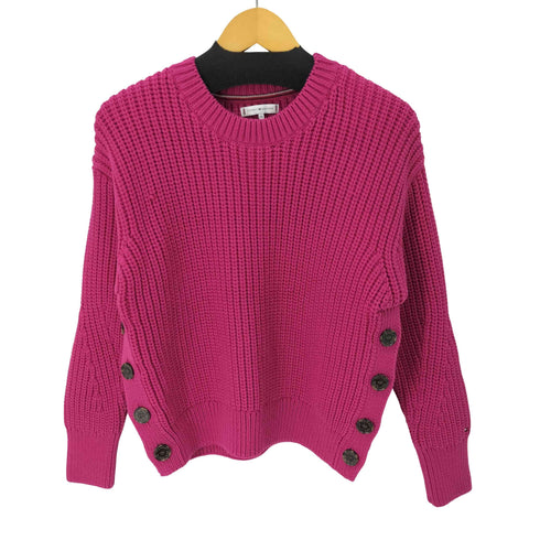 トミーヒルフィガー TOMMY HILFIGER ORG COTTON BUTTON C-NK SWEATER レディース import:XS