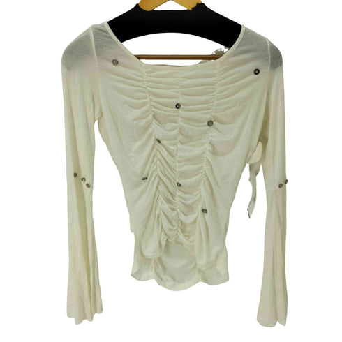 STRIKE A POSE Shrired Button Long Sleeve Top シャーリング ボタンデザイントップス レディース