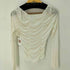 STRIKE A POSE Shrired Button Long Sleeve Top シャーリング ボタンデザイントップス レディース