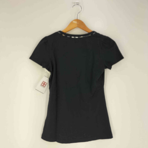 バーバリーブルーレーベル BURBERRY BLUE LABEL ロゴ刺繍 裏地ノバチェック Uネック Tシャツ レディース EUR:38