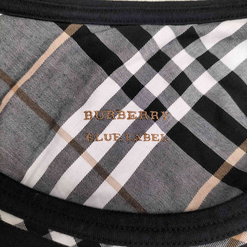 バーバリーブルーレーベル BURBERRY BLUE LABEL ロゴ刺繍 裏地ノバチェック Uネック Tシャツ レディース EUR:38
