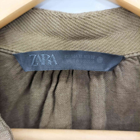ザラ ZARA ギャザー リネンロングコート レディース