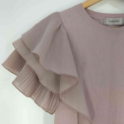 ジャスグリッティー JUSGLITTY ラッフルスリーブニットプルオーバー レディース JPN:2