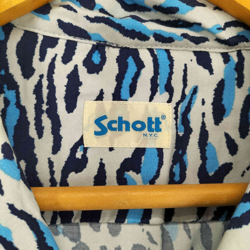 ショット Schott レオパード柄レーヨン開襟シャツ メンズ L