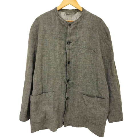 カールヘルム Karl Helmut 裏地ストライプ リネン スタンドカラー カバーオール シャツ ジャケット メンズ JPN:M