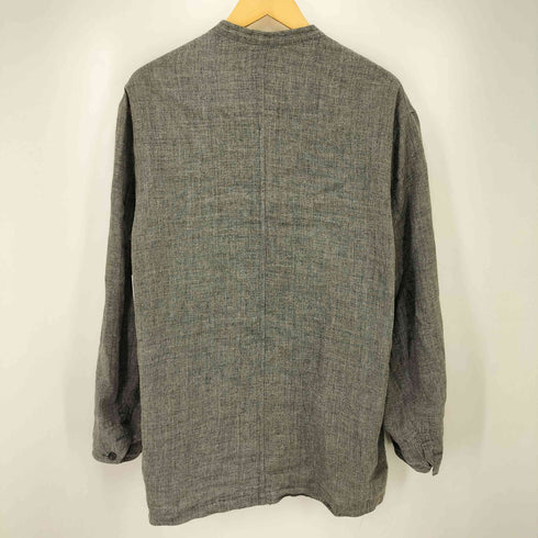 カールヘルム Karl Helmut 裏地ストライプ リネン スタンドカラー カバーオール シャツ ジャケット メンズ JPN:M