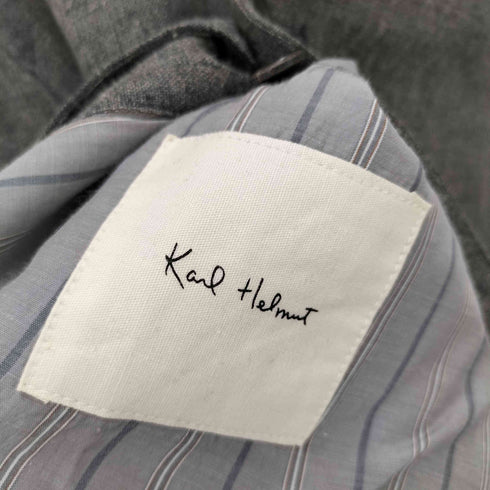 カールヘルム Karl Helmut 裏地ストライプ リネン スタンドカラー カバーオール シャツ ジャケット メンズ JPN:M