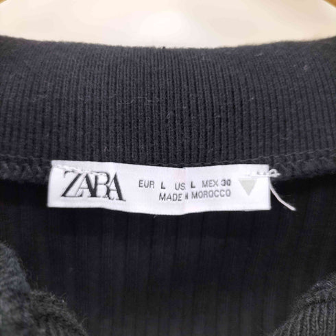 ザラ ZARA RIBBED POLO SHIRT リブ ポロ シャツ レディース import:L