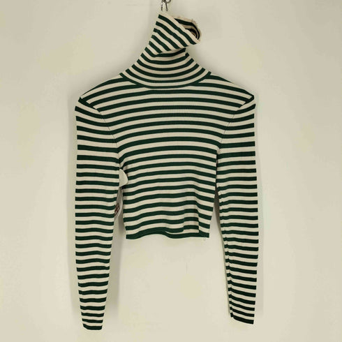 ザラ ZARA 23SS High Neck Crop Top ハイネック クロップ トップス ボーダー レディース import:M