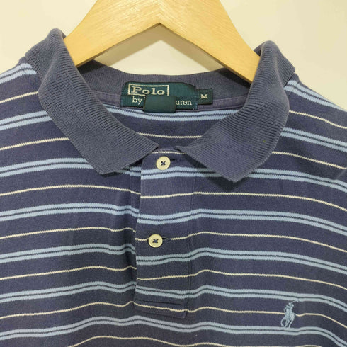 ポロバイラルフローレン Polo by RALPH LAUREN 90S ボーダー柄 ポニー刺繍 ショートスリーブ コットンポロシャツ メンズ import:M