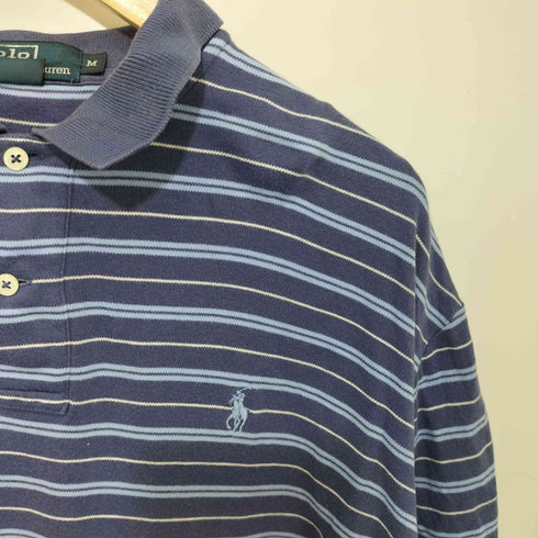 ポロバイラルフローレン Polo by RALPH LAUREN 90S ボーダー柄 ポニー刺繍 ショートスリーブ コットンポロシャツ メンズ import:M