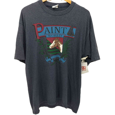 CALCRU 80-90s USA製 ボーダー柄 アニマルプリント ショートスリーブクルーネックTシャツ メンズ import:L