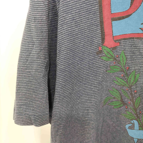CALCRU 80-90s USA製 ボーダー柄 アニマルプリント ショートスリーブクルーネックTシャツ メンズ import:L