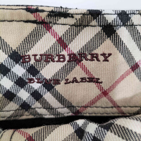 バーバリーブルーレーベル BURBERRY BLUE LABEL 裏地ノバチェック ロゴ刺繍 タイトミニスカート レディース UK:24