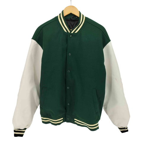 ハルハム HALHAM ORIGINAL QUALITY フェイクレザー 切替 スタジャン 無地 メンズ JPN:M