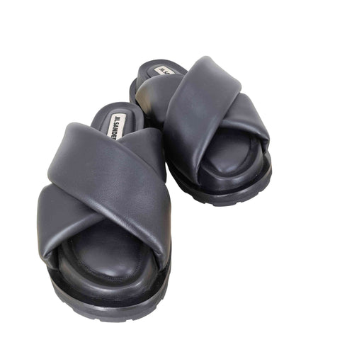 ジルサンダー JIL SANDER 22SS クロスストラップ パデッドサンダル レディース JPN:37