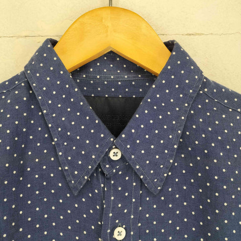 ウミットベナン UMIT BENAN ドット柄 フロントポケット リネン長袖シャツ メンズ JPN:48