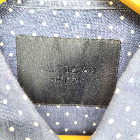 ウミットベナン UMIT BENAN ドット柄 フロントポケット リネン長袖シャツ メンズ JPN:48