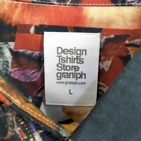 デザインティーシャツストアグラニフ Design Tshirts Store graniph 総柄 キャラクタープリント レギュラーカラーシャツ メンズ L
