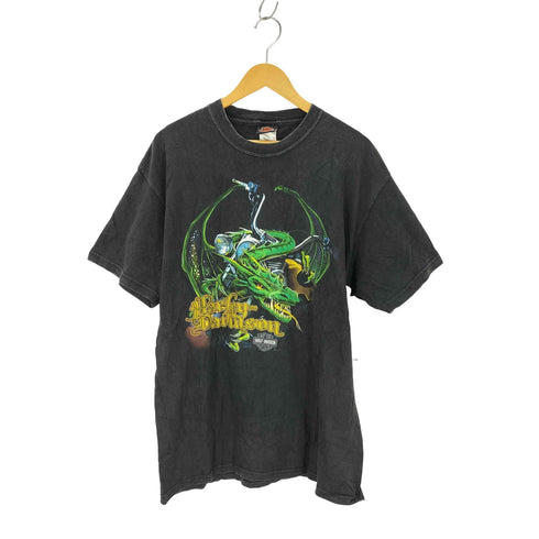 ハーレーダビッドソン HARLEY-DAVIDSON 00s USA製 Hanesボディ ドラゴンプリントTシャツ コピーライト2002 メンズ import:L